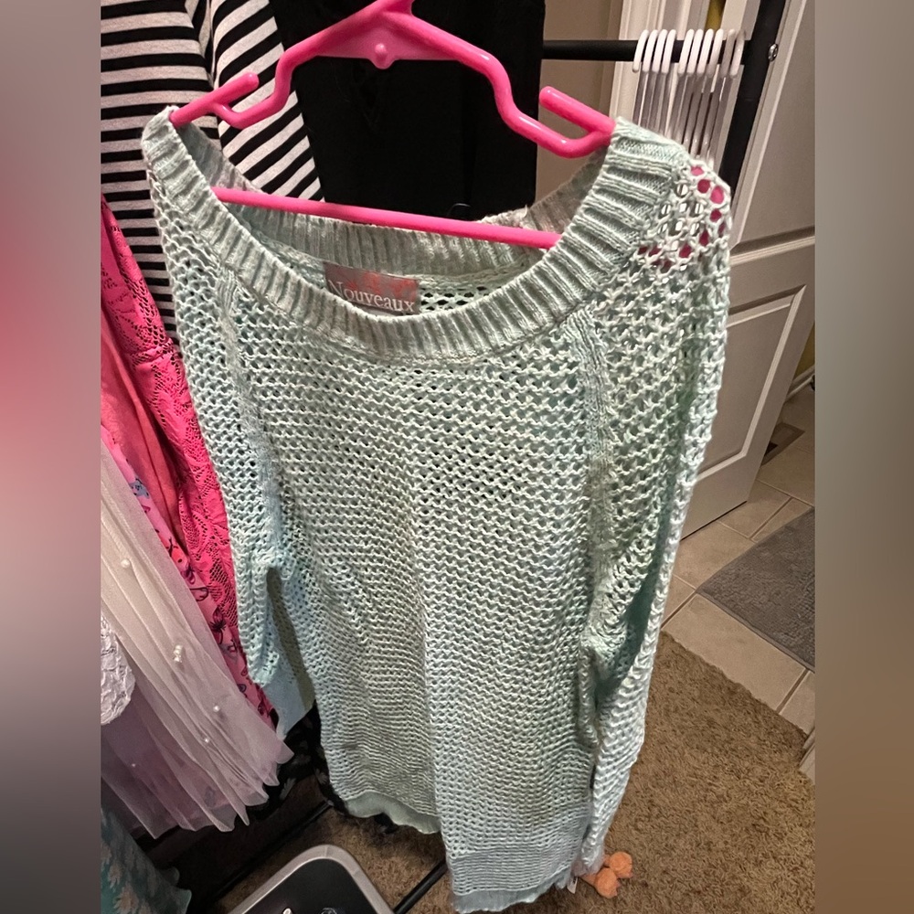 Blue sweater dress